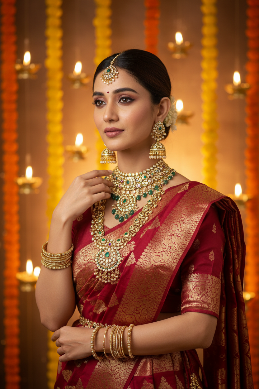 VIYARAA Festive Collection featuring traditional necklaces, earrings, bangles, rings, antique jewellery and celebration-ready fashion jewellery for festivals.