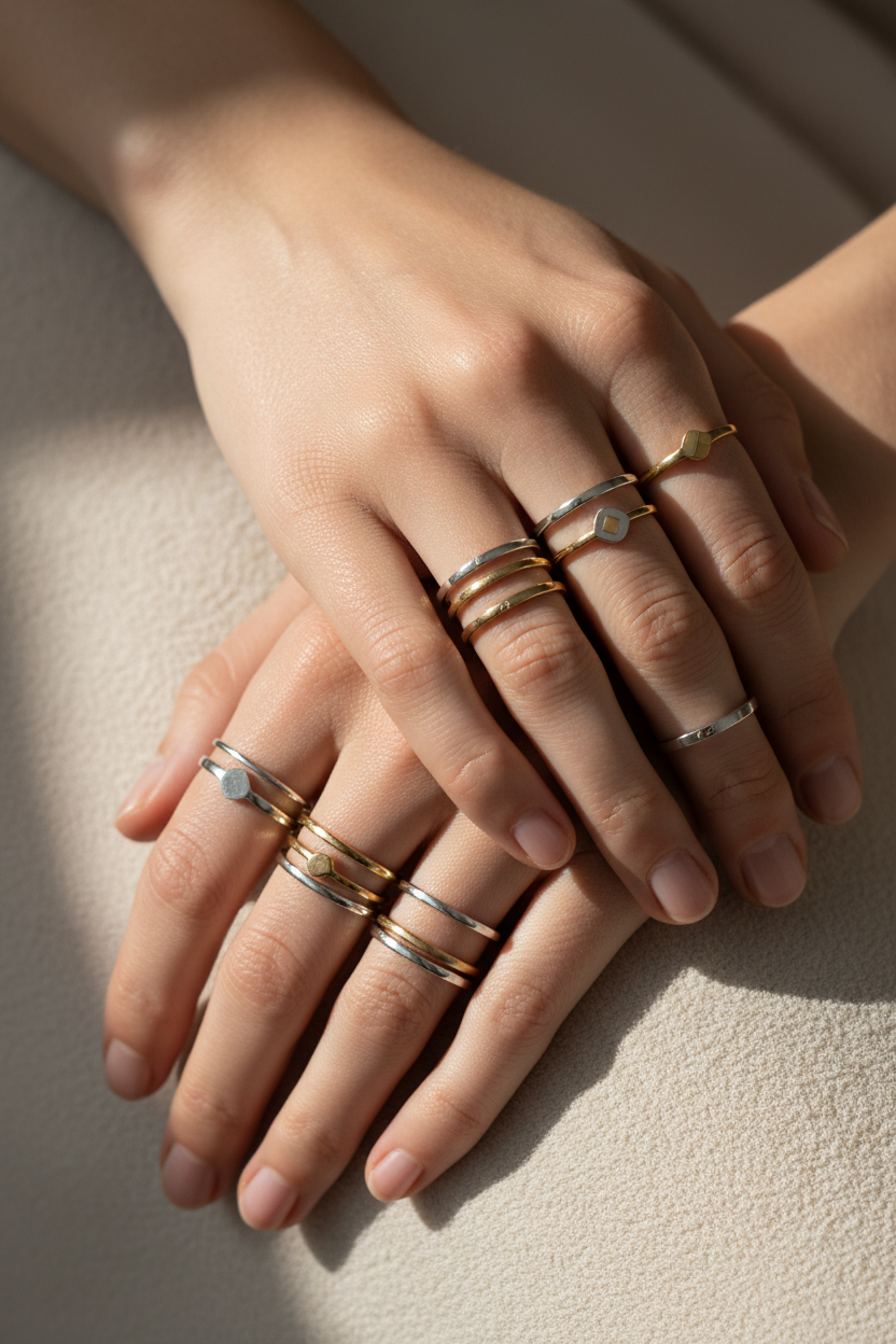 VIYARAA Plain & Minimal Rings Collection featuring sleek and elegant everyday rings for office wear, casual styling, and minimalist fashion