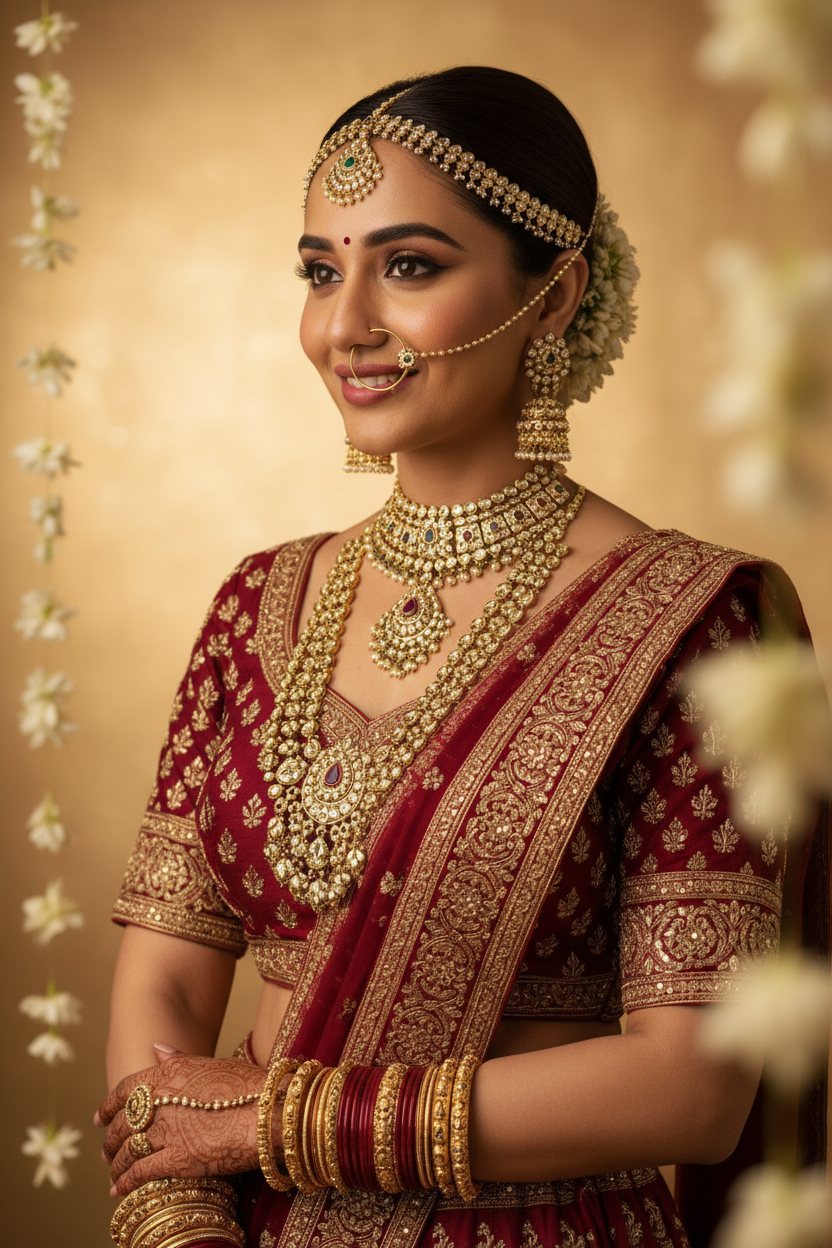 VIYARAA Bridal Collection featuring elegant wedding jewellery including necklaces, earrings, bangles, maang tikkas, and bridal sets