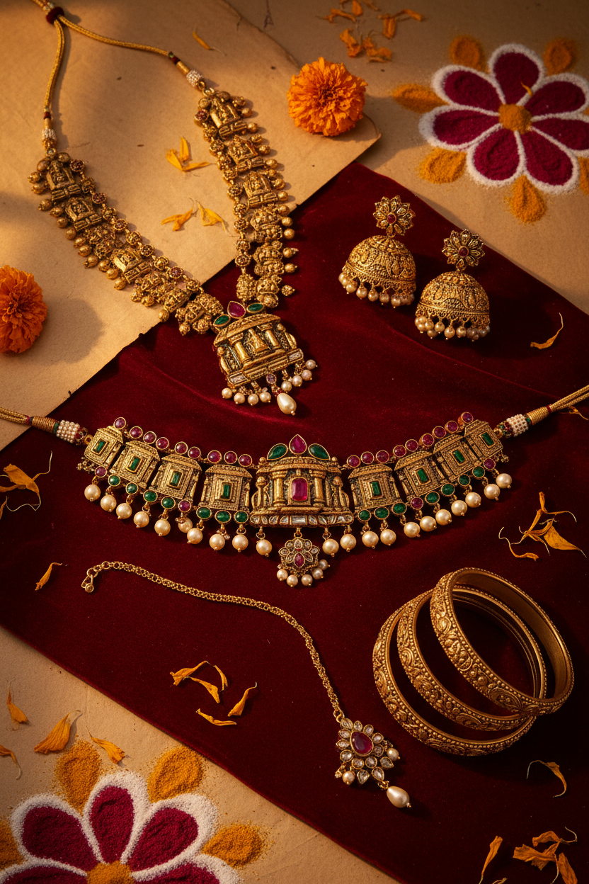 VIYARAA Traditional Antique Jewellery Collection featuring elegant heritage-inspired ethnic jewellery for weddings, festivals, and cultural occasions