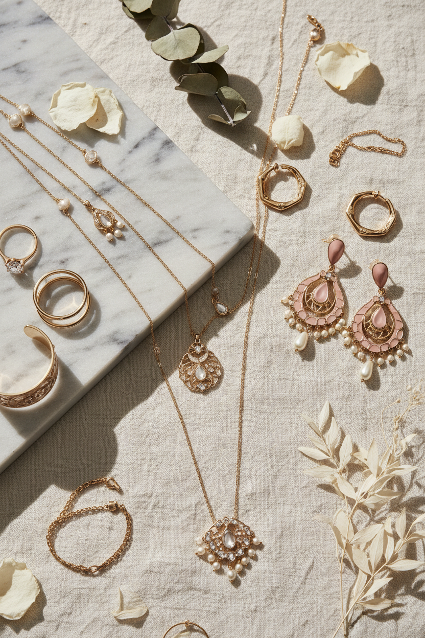 VIYARAA Everyday Wear Collection featuring lightweight necklaces, elegant earrings, minimal rings, bracelets and stylish daily wear jewellery.