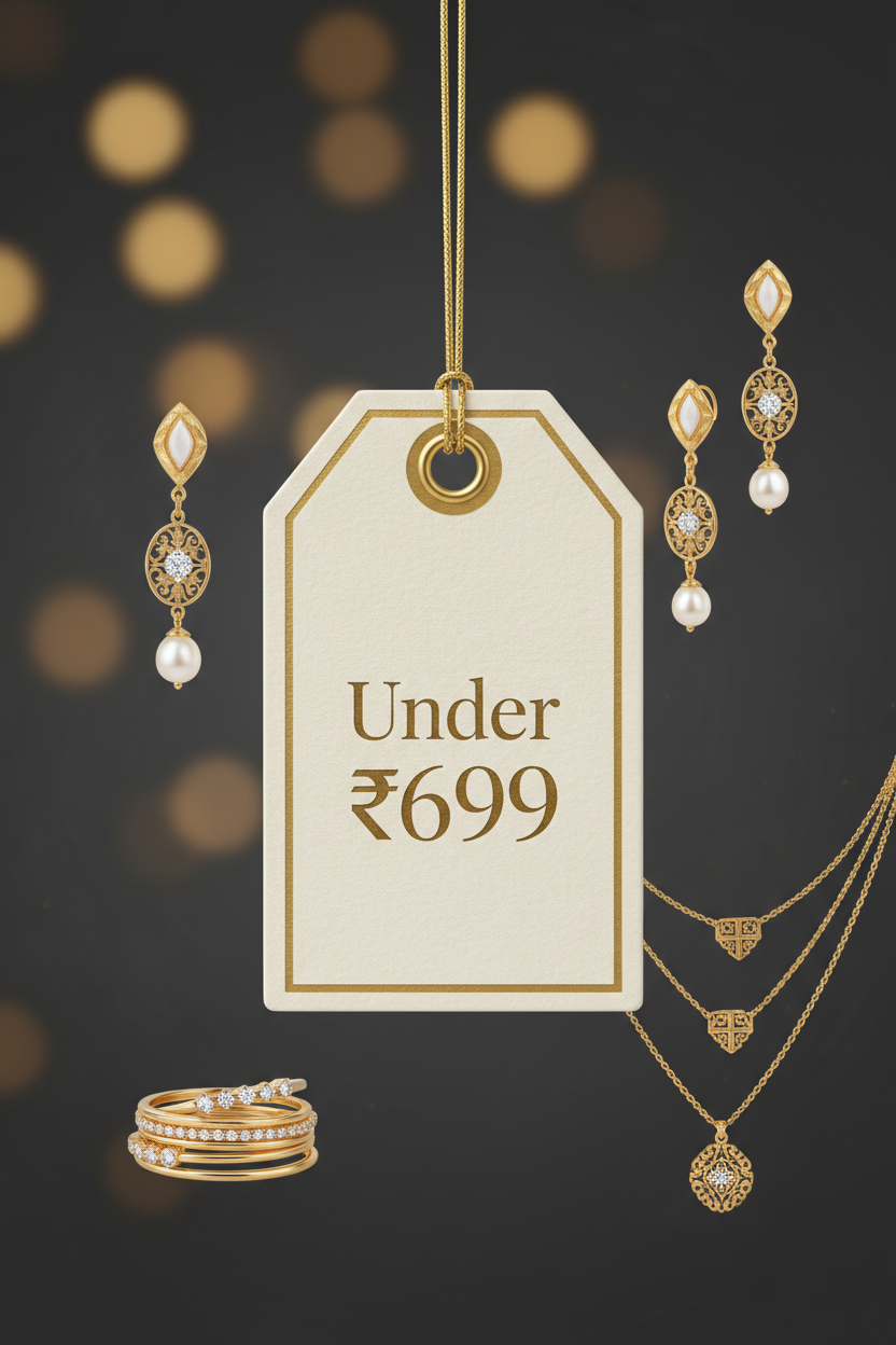VIYARAA Jewellery Under ₹699 Collection featuring elegant necklaces, earrings, rings, bangles, bracelets and affordable fashion jewellery.