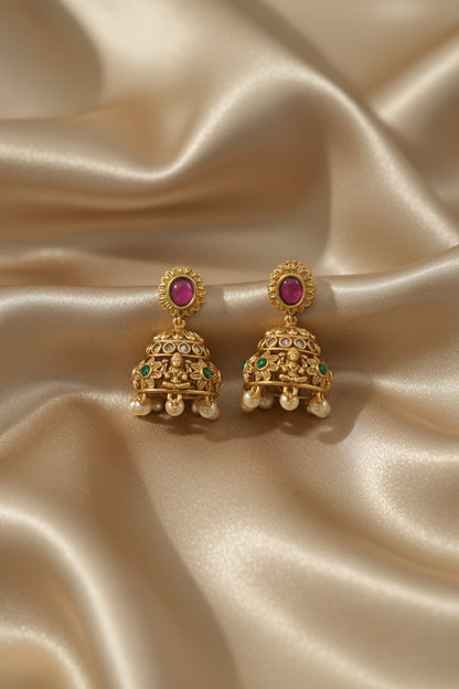 Viyaraa Antique Navaratna Temple Necklace Set VIYARAA
